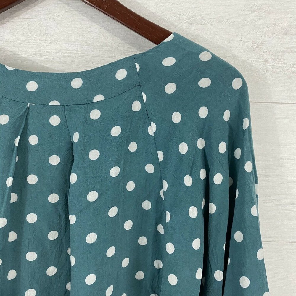 Maeve Anthro Dusty Blue Polka Dot Blouse - Picture 7 of 7